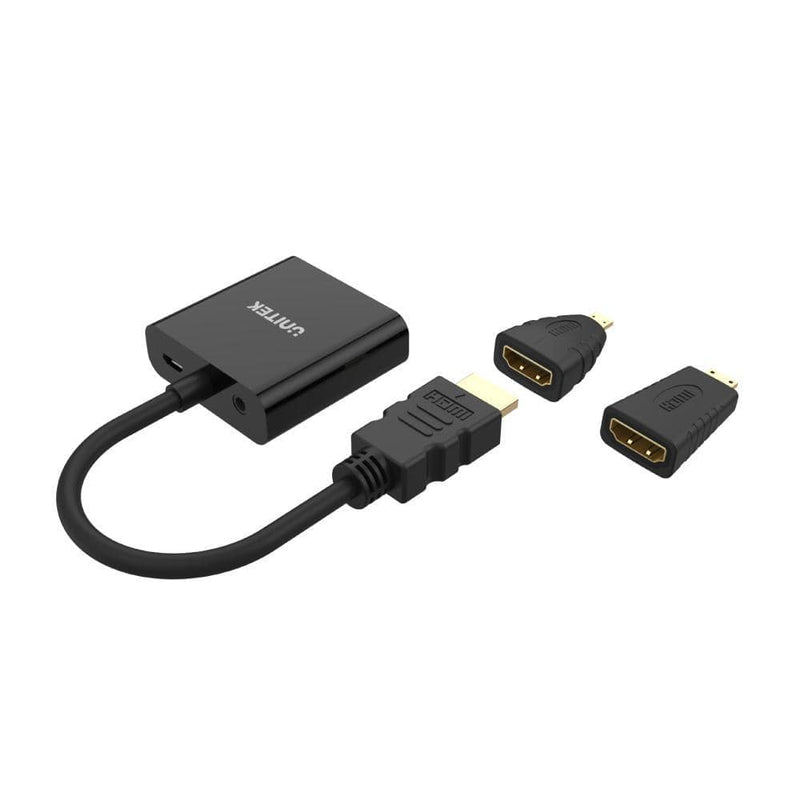 Unitek HDMI to VGA Adapter with 3.5mm for Stereo Audio plus Mini and Micro HDMI Adapter Y-6355