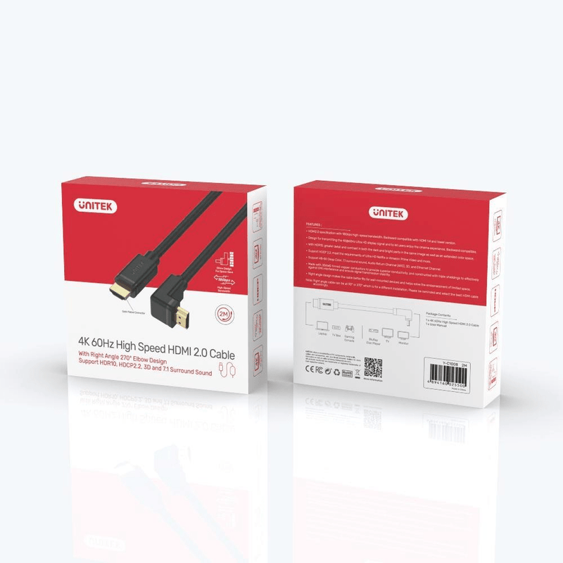 Unitek 3m HDMI Right Angle 270-Degree Cable Y-C1009