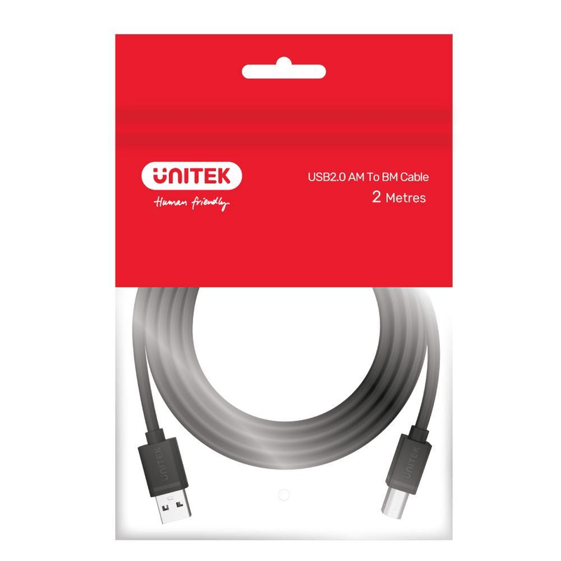 Unitek 2m USB2.0 Type-A Male to Type-B Male Cable Y-C4001GBK